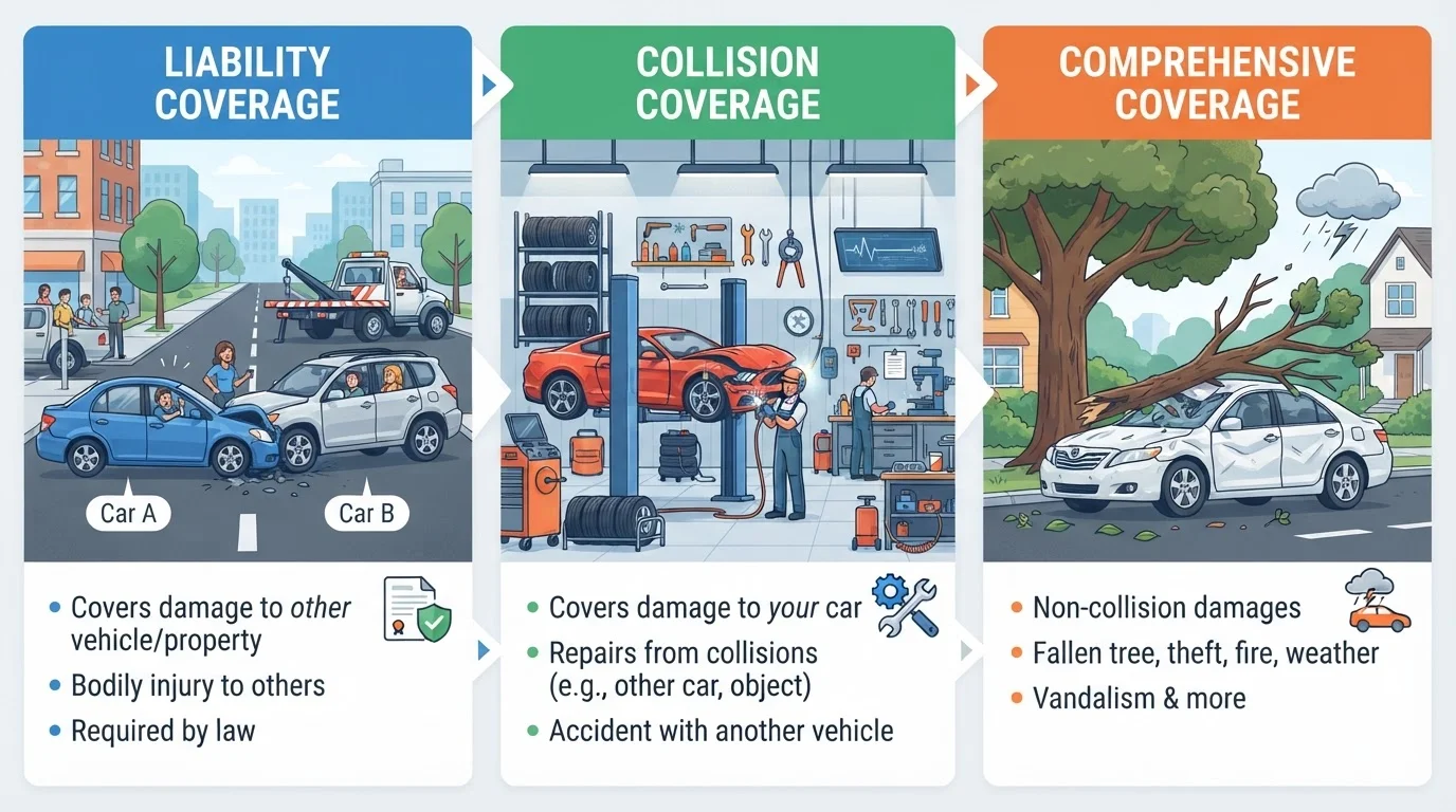 Liability, Collision, and Comprehensive: The Core Coverage Types Explained